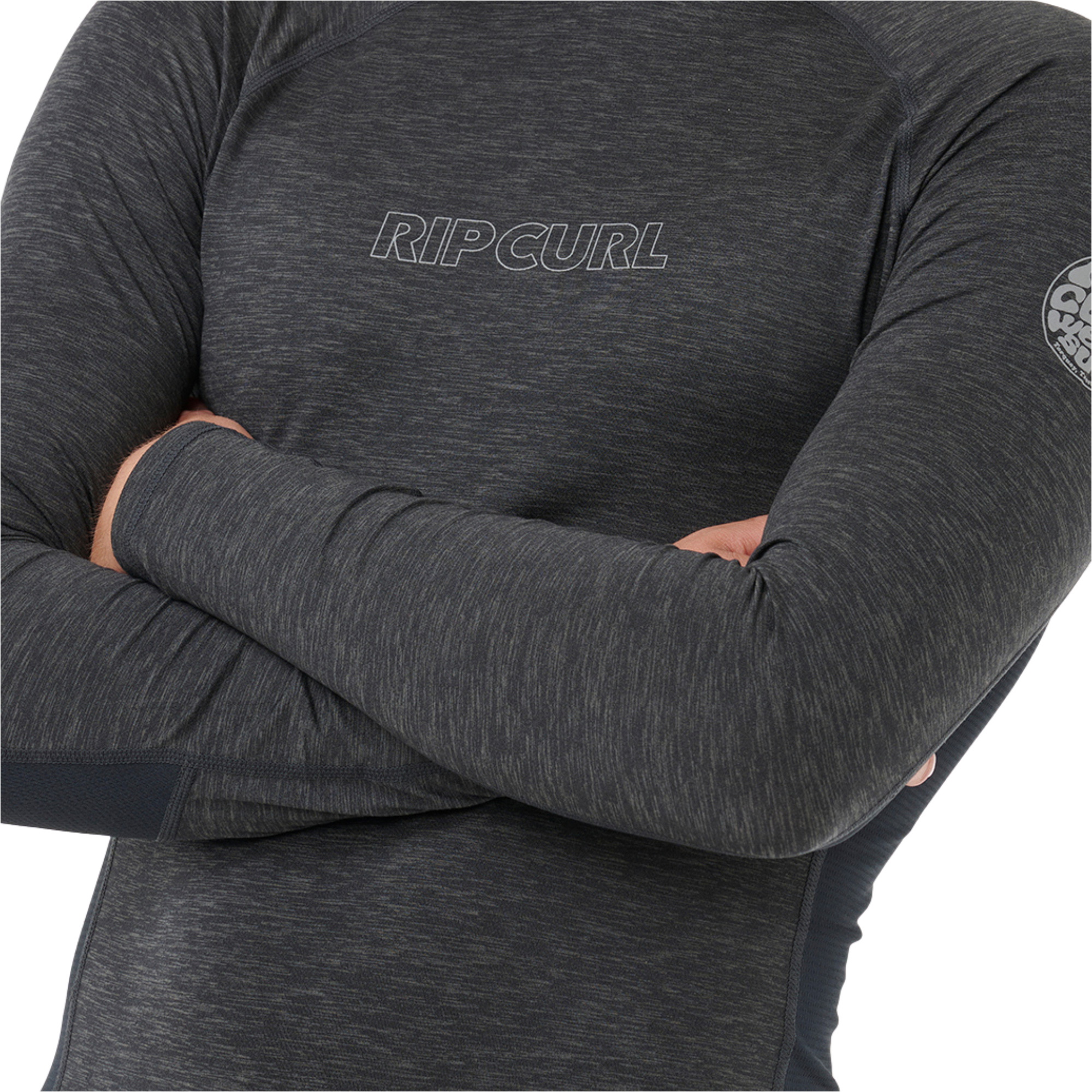2026 Rip Curl Mens Dawn Patrol UPF Perf Long Sleeve Rash Vest 194MRV - Black Marle